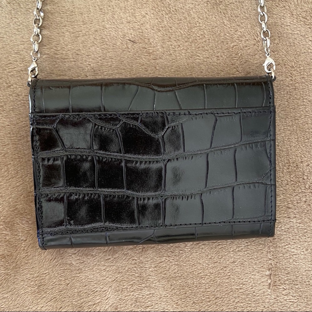 BRIGHTON CROC WALLET CROSSBODY BLACK - Picture 2 of 8